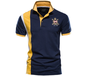 polos hombre manga corta ropa hombre 100% Cotton Badge Embroidery Polo Shirt for Men Short-sleeved Patchwork Men's Polos Quality Summer Brand Men Clothing