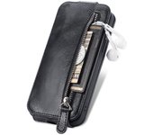 Funda de cuero PU con cremallera para Xiaomi Redmi Note, carcasa con ranuras para tarjetas, 12, 11, 11S, 10, 9, 8 Pro