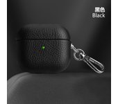 PU Leather Airpodspro2 Lychee Patterned Earphone Case with Handmade Skin Bluetooth Earphone Protective Case with Flocking Inside