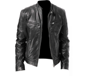 Men's Leather Jacket Bomber Motorcycle Biker Pu Leather Casual Loose Fit Faux Jacket For Men