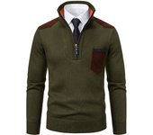 Men Half High Collar Zipper Pullover Autumn Winter Fashion Thickening CoatSweater New Outdoors Casual Keep Warm Solid Tops Man