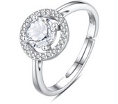 Eudora 100% 925 Sterling Silver Birthstone Adjustable Ring January to December Opened Ring Birthday Gift for Girl Couples Friend