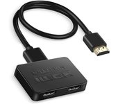 HDMI Splitter 1 in 2 Out【with 4ft HDMI Cable 】 4K HDMI Splitter for Dual Monitors Duplicate/Mirror Only, 1x2 HDMI Splitter 1 to 2 Distributor for Full HD 1080P 3D, 1 Source to 2 Displays