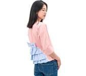 España 2025 Primavera Otoño 95 Algodón Mujer Camiseta Manga Larga Lazo Rosa Sudadera