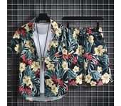 Traje de playa con diseño Floral para hombre, Polo de gran tamaño con mangas 3/4 y pantalones cortos