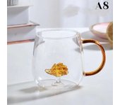 Taza transparente de café con zumo de desayuno en casa, Rose 3D with Mango, Taza de leche y té, Copa de Cristal