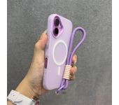 Funda de lujo 3 en 1 con cordón Magsafe para iPhone 16 15 14 Plus 13 12 Pro Max, funda suave mate transparente magnética con