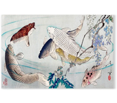 Antique Print Wall Art Lotus Fish Willow Tree Canvas Painting High Mountain Scenery Poster Home Bedroom Living Room Decoration