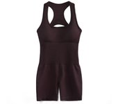 FKAFIT Women Yoga Rompers Workout Ribbed Square Neck Sleeveless Summer Bodycon Playsuit Sports Short Bodysuit