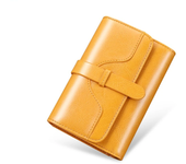 Cartera Retro de cuero de vaca con cera de aceite para mujer, carteras de cuero genuino