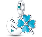 925 Sterling Silver Lucky Noctilucent Four-Leaf Clover Pendant Beads Fit Pandora Original Bracelet Charms Beads Women's Jewelry Gift