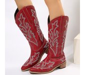 Botas de mujer Western Boots Classic Knee High Shoes Retro Vintage Estilo Bordado Otoño Plus Size