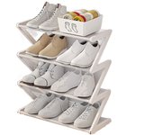 Practical Plastic Doorway Shoe Rack Z-Shaped Space Saving Shoe Stand Assembled Black/White/Pink Shoe Storage Rack Students