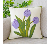 Nordic Simple Flowers Embroidery Pillowcase Luxury Cotton Woolen Embroidered Floral Tulip Lily Cushion Cover Livingroom Decor