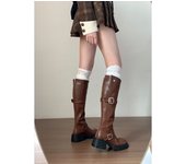 Botas De Mujer Botas Ajustadas De Tacón Grueso Botas Botas De Mujer