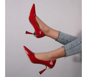 2025  New Summer Red Heels Elegant Black Pointed Heel White  Dress Women's Shoes