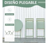 Conjunto de Muebles de Jardín Plegable Juego de 1 Mesa Redondo y 2 Sillas de Terraza con Marco de Acero y Respaldo para Balcón Patio Verde Oscuro