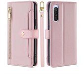 Magnético Multifuncional Moda Cremallera Funda de Cuero Solapa Sony Xperia 10 V, Cuerda Colgante Funda protectora