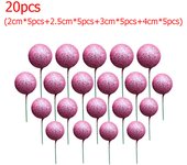 20pcs Glitter Balls Cake Decor Colorful Foam Ball Cupcake Topper Baby Shower Birthday Party Dessert Cake Decoration Mixed Size