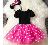 Cute Girls Minnie Mouse Costume With Headband Tulle Dress Kids Cosplay Props