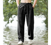 Pantalones de playa para hombre, ropa de calle de algodón y lino, pantalones de chándal casuales, pantalones largos sueltos de v
