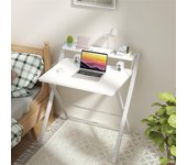 ‎56 x 70 x 81 cm Escritorio Plegable con Estante del Monitor,Escritorio de Oficina deTamaño Pequeño sin Montaje,Escritorio Pequeño para Espacio Pequeño, Blanco