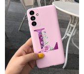 For Samsung Galaxy A14 Case Letters A To Z Pink Flowers Printing Back Case Phone Cover On Fundas Samsung A14 SM-A146B Soft Coque