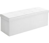 SONGMICS Puff Almacenaje, Baúl de Almacenaje Plegable, 38 x 110 x 38 cm, Taburete Reposapiés, Banco de Cubo, Soporta hasta 300 kg, para Sala de Estar, Dormitorio, Entrada, Negro LSF701