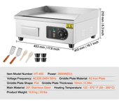 SucceBuy Commercial Electric Griddle, 4400W Countertop Half-Flat Top Grill, Adjustable Temp 122℉-572℉, 28.74x15.75x0.39in Stainless Steel Grill with 2 Shovels & 2 Brushes for Home/Restaurant