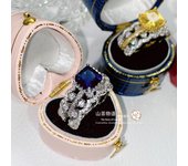 European and American light luxury colored gemstone open ring set high-end design imitation Sri Lanka sapphire ring female