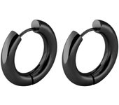 Men's women's stainless steel round ring earrings, black, silver and gold, large exaggerated jewelry, 10-20mm, 1 pair