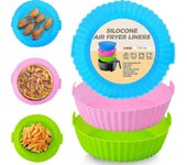 3pcs Air Fryer Silicone Liners 8inch Air Fryer Silicone Pot Reusable Food Grade Silicone Air Fryer Baking Tray Basket Accessories Replacement Of Flamm