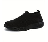 Zapatos planos de punto para mujer, zapatillas informales transpirables, cómodas, sin cordones, para caminar