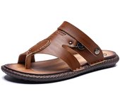 Mens Leather Sandals Indoor Outdoor Sport Beach Walking Flip Flops