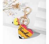 Wooden Pencil Rainbow Keychain English Letter Geometric Shape Teacher's Day Keychain Trinket Aesthetic Teacher Education Pendant