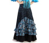 Falda Flamenca Mujer Estampado Cachemir y Lunares Medianos