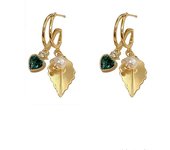 Pendientes de Perlas de hoja Dorada para Mujer, joyería de Laboratory Her