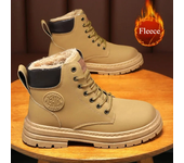 Botas altas informales Retro para Hombre, Botas gruesas de ruibarbo para invierno, botines de motocicleta con cordones, calzado de trabajo, Botas para Hombre