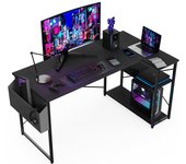 100x70 cm Mesa en Forma L, Estantes de Almacenamiento, Esquina Reversible, Gaming Escritorio Mesa Gamer Desk