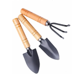 Mini pala de hierro para jardín, rastrillo de 3 piezas, herramienta de jardinería para plantas en macetas, mango de madera, juego de herramientas para bonsái