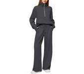 2-piece oversized sweatshirt, half zip, wide leg sweatpants, TRE casual, 2024