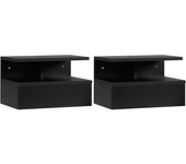 Noche Flotantes Mesitas de Noche Colgantes con 1 Cajón y Estante Abierto para Dormitorio 35x32x22,5 cm Roble y Blanco
