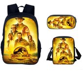 3pcs/Set Backpack Harajuku Dinosaur 3D Printed School Student Bookbag Anime Jurassic Daypack Park Shoulder Bags Pencil Case