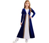 Girls Medieval Costume Renaissance Princess Dress Velvet Long Sleeve