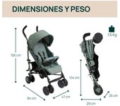 Silla de Paseo Ligera y Plegable desde 0 Meses hasta 22 Kg, Carrito Bebé Compacto y Reclinable con Apoyabrazos, Posición para Dormir, Cierre Paraguas y Parasol Ajustable - Gris (Scarlet)