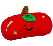 High appearance level, smiling face, double-sided apple, plush pen case, cute makeup bag for girls, large-capacity stationery for students, pencil case