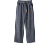 Pantalones de chándal de pana gruesos y cálidos para hombre, pantalones de chándal holgados rectos con forro polar y cordón, pantalones térmicos de lana informales para invierno