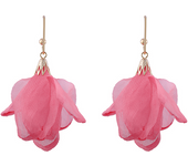 Her Lab Jewelry| Long fabric flower earrings, s925 Silver needle, tulip earrings, jewelry box