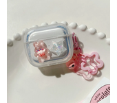 Simple Laser Pearl Heart Earphone Case for AirPods 2 Pro 3 Generation Headset Charging Box Protect Cover for Air pods Keychain