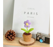 Hand Knitting Potted Plants Hand-woven Rose Sunflower Tulip Crochet Flower Auto Interior Accessories Car Decoration Ornaments